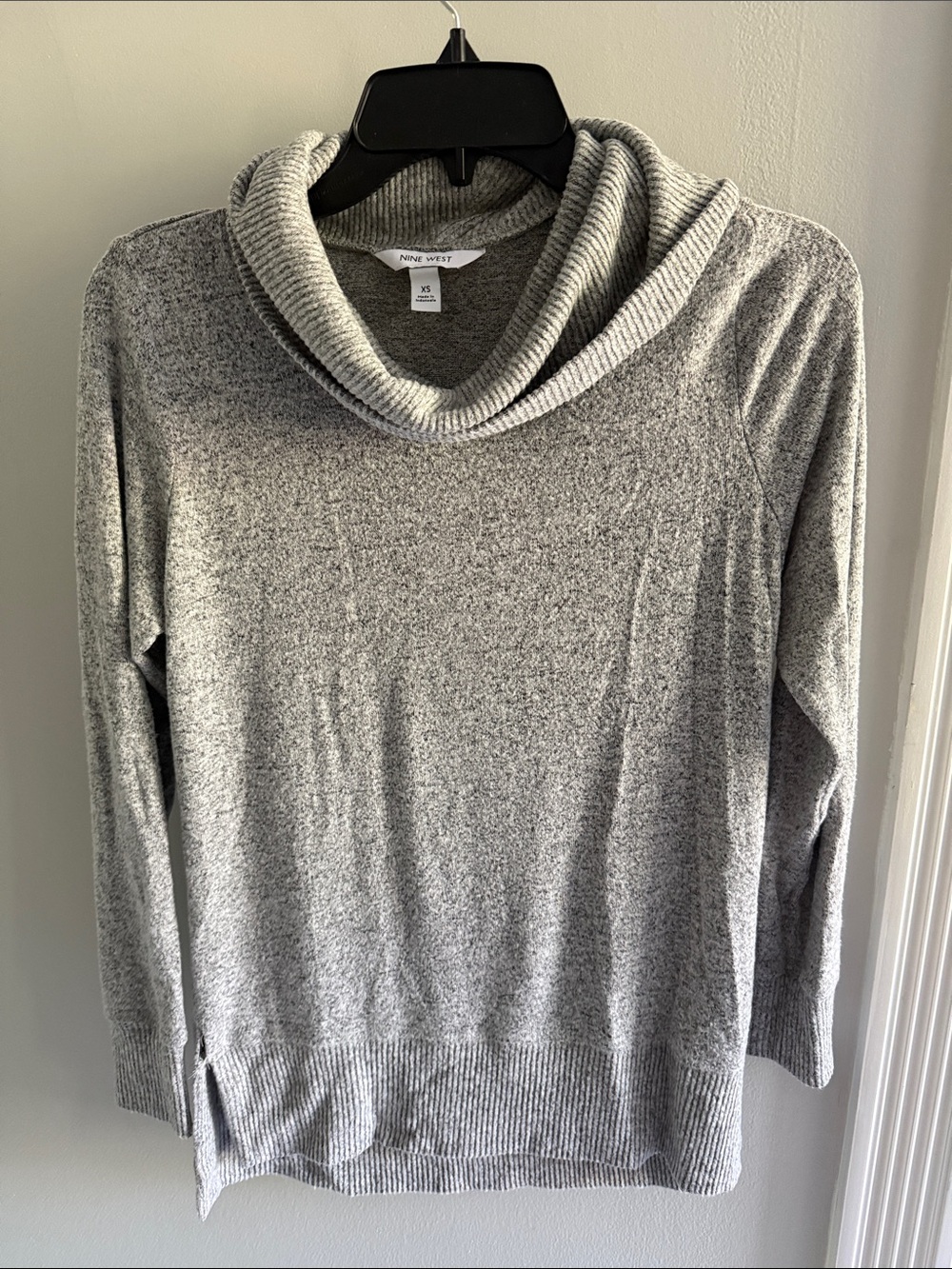 Nine West Heather Gray Cowlneck Sweater